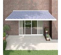 Luifel uittrekbaar 4x3 m stof en aluminium blauw en wit3154573