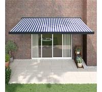 Vidaxl Auvent Rétractable Bleu Et Blanc 4x3 M Tissu Et Aluminium