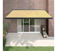 Auvent rétractable jaune et blanc 4x3 m tissu et aluminium, auvent, auvent de patio, auvent d'extérieur, auvent de jardin, auvent de fenêtre