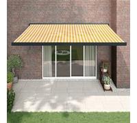 vidaXL Luifel uittrekbaar 4x3 m stof en aluminium geel en wit3154608 Blanc G