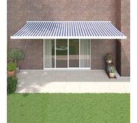 Vidaxl Auvent Rétractable Bleu Et Blanc 5x3 M Tissu Et Aluminium