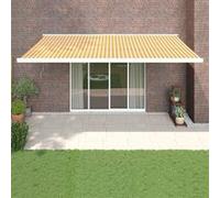 vidaXL Luifel uittrekbaar 5x3 m stof en aluminium geel en wit3154535 Blanc G