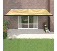 Auvent rétractable jaune et blanc 5x3 m tissu et aluminium, auvent, auvent de patio, auvent d'extérieur, auvent de jardin, auvent de fenêtre