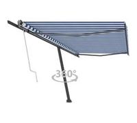 Luifel vrijstaand automatisch 500x300 cm blauw en wit3069786