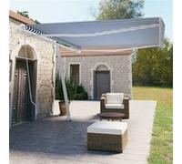 vidaXL Luifel vrijstaand handmatig uittrekbaar 450x350 cm blauw en wit3069636 Blanc G