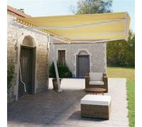 vidaXL Luifel vrijstaand handmatig uittrekbaar 600x350 cm geel en wit3069678 Blanc G