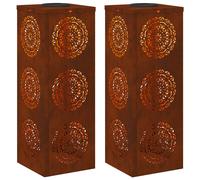 vidaXL Lumière de chemin LED solaire 2 pcs Acier Corten Acier Corten