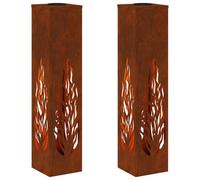 vidaXL Lumière de chemin LED solaire 2 pcs Acier Corten Acier Corten