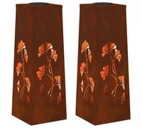 vidaXL Lumière de chemin LED solaire 2 pcs Acier Corten Acier Corten