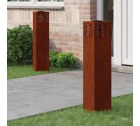 vidaXL Lumière de chemin LED solaire 2 pcs Acier Corten Acier Corten