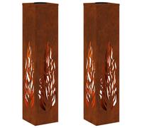 vidaXL Lumière de chemin LED solaire 2 pcs Acier Corten Acier Corten