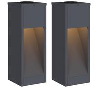 vidaXL Lumière de Chemin LED Solaire 2 pcs Anthracite, Éclairages solaires rectangulaires pour Jardin et terrasse, LED Moderne, écoénergétique, luminaires extérieurs