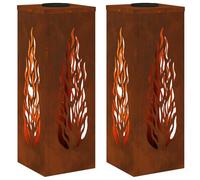 vidaXL Lumière de Chemin LED Solaire 2 pcs Bronze Acier patiné, Éclairage Moderne de Jardin, Spots solaires pour chemins, lumières extérieures durables, déco paysagère