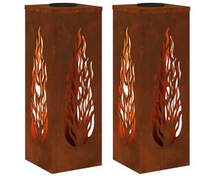 vidaXL Lumière de Chemin LED Solaire 2 pcs Bronze Acier patiné, Éclairage Moderne de Jardin, Spots solaires pour chemins, lumières extérieures durables, déco paysagère