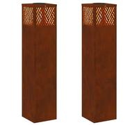vidaXL Lumière de Chemin LED Solaire 2 pcs Bronze Acier patiné, Lampe de Jardin Solaire Moderne, éclairage rectangulaire pour terrasses et chemins, résistant aux intempéries
