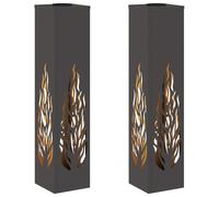 vidaXL Lumière de chemin LED solaire 2 pcs Noir Acier laminé à froid