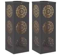 vidaXL Lumière de chemin LED solaire 2 pcs Noir Acier laminé à froid