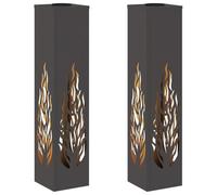 vidaXL Lumière de Chemin LED Solaire 2 pcs Noir Acier laminé à Froid, Éclairage de Chemin extérieur, Jardin et terrasse, Système de lumière Solaire, LED Durable, Économe en énergie, Blanc Chaud