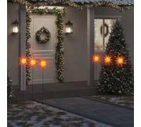 Lumières de Noël avec Piquets LED Pliables Décorations Noël 3 pcs Rouge vidaXL