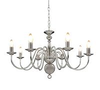 vidaXL Lustre 8 Ampoules Plafonnier Lampe Suspendue Luminaire Eclairage Salon Salle de Séjour Salle à Manger Chambre à Coucher Maison Intérieur Argenté