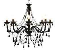 Vidaxl Lustre À Perles Noir 8 Ampoules E14 Noir