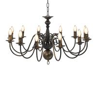 vidaXL Lustre Antique 12 Ampoules Plafonnier Lampe Suspendue Luminaire Eclairage Intérieur Salon Salle de Séjour Chambre à Coucher Maison Noir