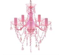 Vidaxl Lustre Avec 5 Ampoules Crystal Rose Rose