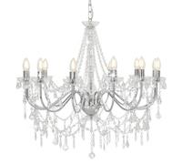 Vidaxl Lustre Avec Perles Argenté 12 Ampoules E14