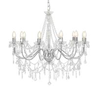 vidaXL Lustre avec perles Argenté 12 ampoules E14