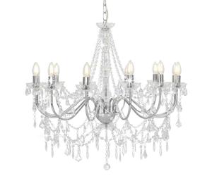 vidaXL Lustre avec perles Argenté 12 ampoules E14