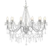 Vidaxl Lustre Avec Perles Argenté 12 Ampoules E14 Argenté