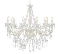 Vidaxl Lustre Avec Perles Blanc 12 Ampoules E14 Blanc