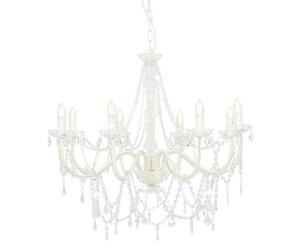 vidaXL Lustre avec perles Blanc 8 ampoules E14