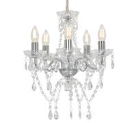 Vidaxl Lustre Avec Perles De Cristal Argenté Rond 5 X E14