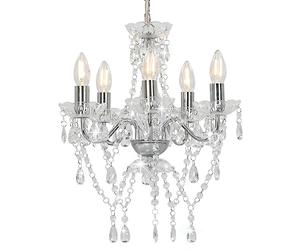 vidaXL Lustre avec perles de cristal Argenté Rond 5 x E14