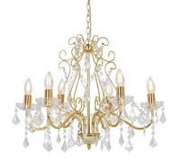 Vidaxl Lustre Avec Perles De Cristal Doré Rond 6 X E14 Doré