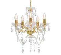 Lustre avec perles de cristal Doré Rond 5 x E14