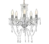 vidaXL Lustre avec Perles de Cristal Rond Lampe Suspendue Plafonnier Luminaire Eclairage Intérieur Salon Salle de Séjour Chambre à Coucher Maison Argenté
