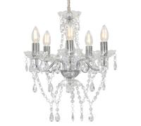 vidaXL Lustre avec perles de cristal argenté rond 5 x E14