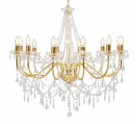 vidaXL Lustre avec perles Doré 12 ampoules E14