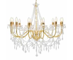 vidaXL Lustre avec perles Doré 12 ampoules E14