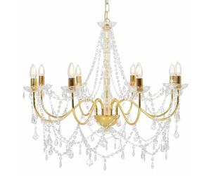 vidaXL Lustre avec perles Doré 8 ampoules E14
