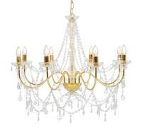 Vidaxl Lustre Avec Perles Doré 8 Ampoules E14 Doré
