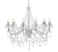 vidaXL Lustre 281610 avec perles 12 ampoules E14 Argenté