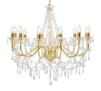 Vidaxl Lustre Avec Perles Doré 12 Ampoules E14 Doré