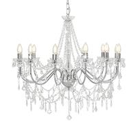 vidaXL Lustre avec Perles Lampe Suspendue Lustre Luminaire Eclairage Intérieur Salon Salle de Séjour Chambre à Coucher Maison Argenté