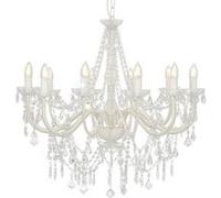 vidaXL Lustre avec Perles Lampe Suspendue Plafonnier Luminaire Eclairage Intérieur Salon Salle de Séjour Chambre à Coucher 281608 Blanc G