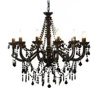 vidaXL Lustre avec Perles Lampe Suspendue Plafonnier Luminaire Eclairage Intérieur Salon Salle de Séjour Chambre à Coucher 281609 Noir G