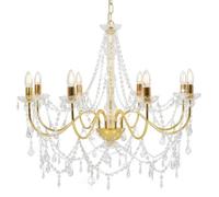 vidaXL Lustre 281607 avec perles – Suspension intérieure dorée pour salon et chambre