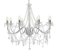 vidaXL Lustre argenté avec perles 8 ampoules E14